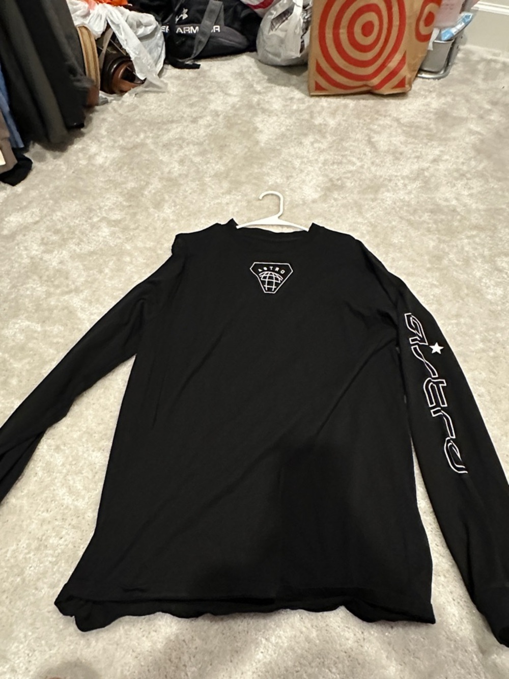 Astro Gaming Men's Black Long-Sleeve Graphic Tee with White Sleeve Logo